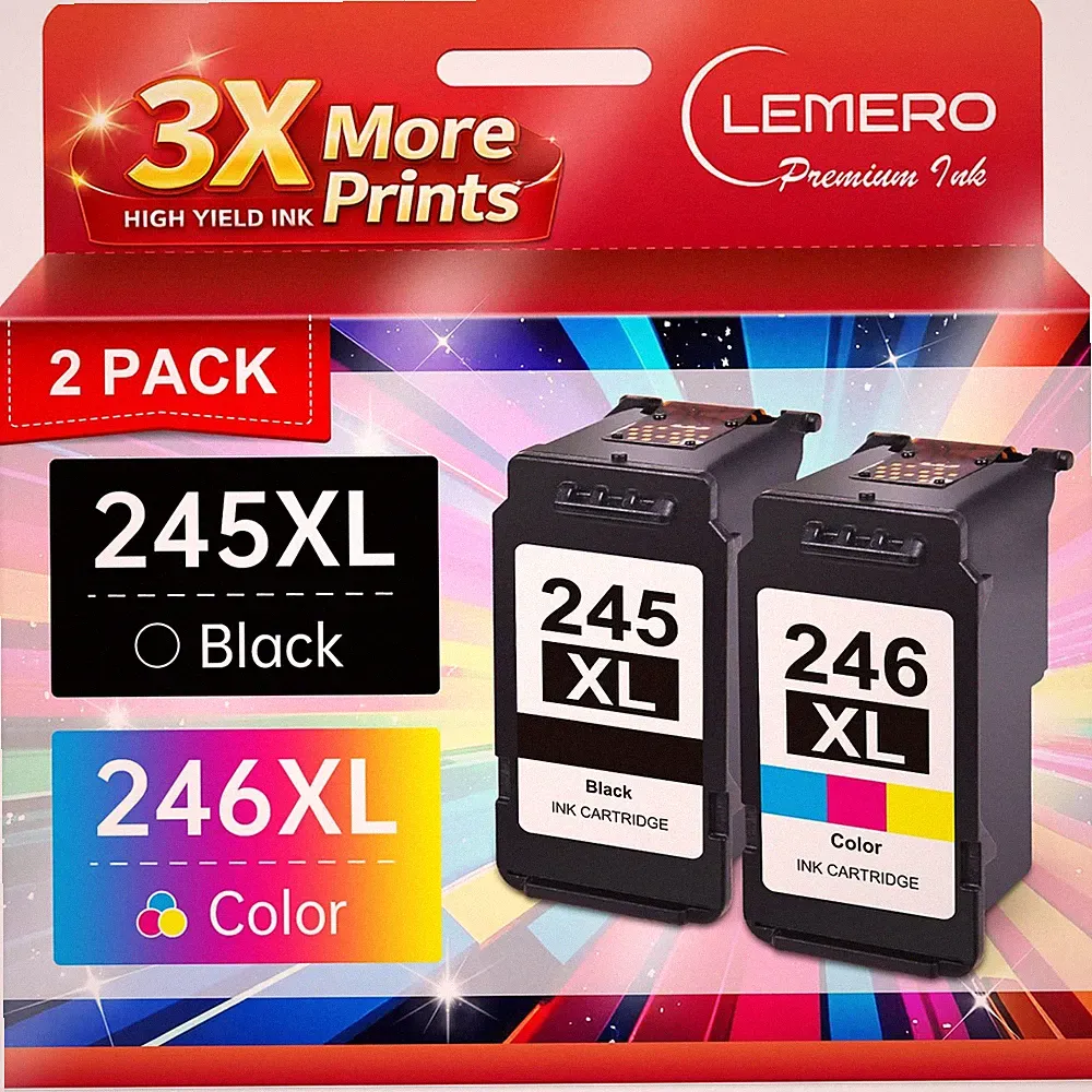 245XL Ink Cartridge PG245 CL246 Replacement for Canon Ink 245 and 246, Compat...