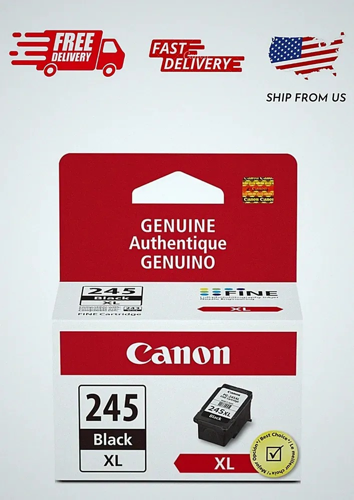 Canon PG-245 XL Genuine Black Ink Cartridge, Compatible with iP2820, MG2420/2924