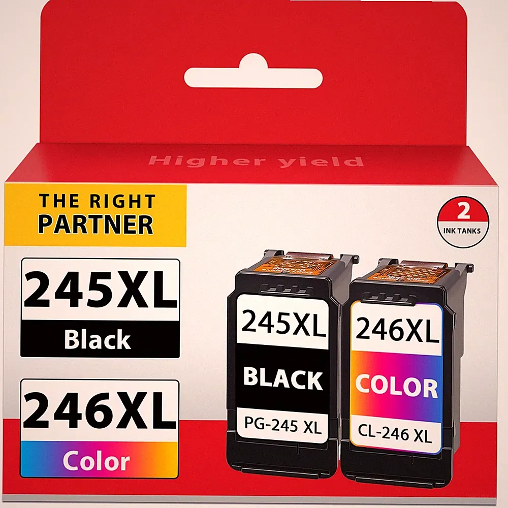 PG-245XL CL-246XL Ink Combo Pack for Canon MG2522 MX492 TR4520 TS3322 Printers